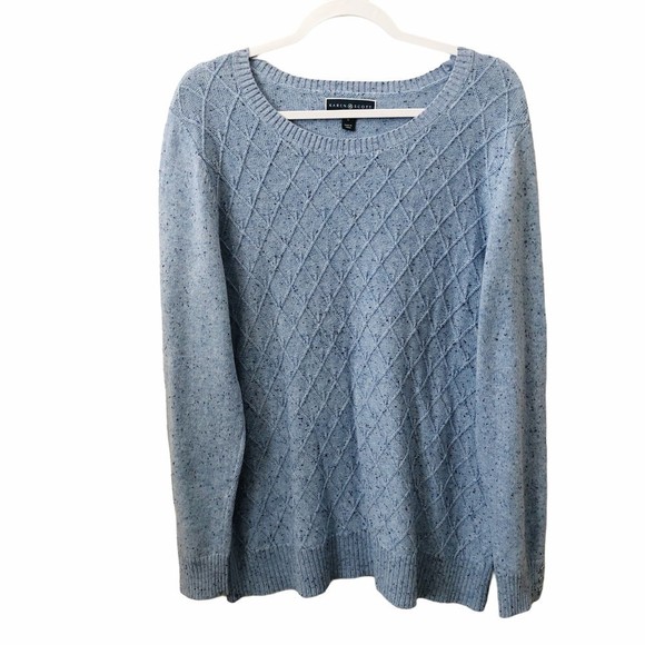 KAREN Scott Sweater Womens Size L Light Blue Heathered Crew Neck Long Sleeve New - Picture 2 of 7